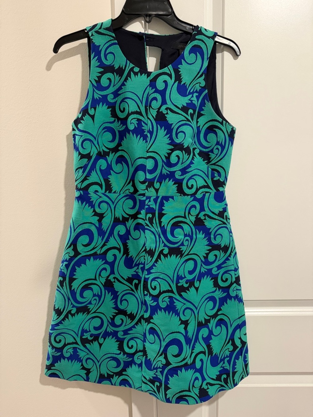 J.Crew Blue & Green Floral/Scroll Sleeveless Dress